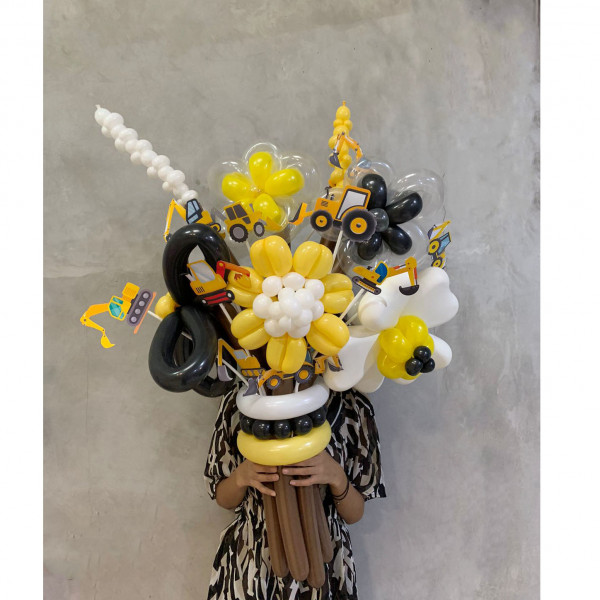 Flower Bouquet with Printed Excavator