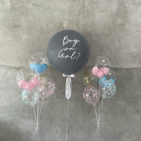 3 Feet Gender Reveal with Bubble Bouquet Helium
