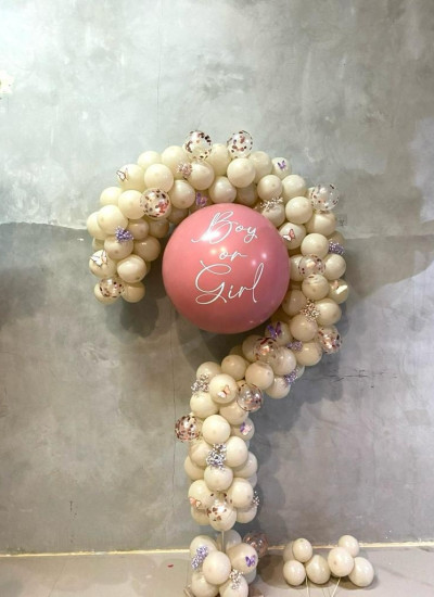 Standing Gender Reveal with Baby Breath & Butterfly