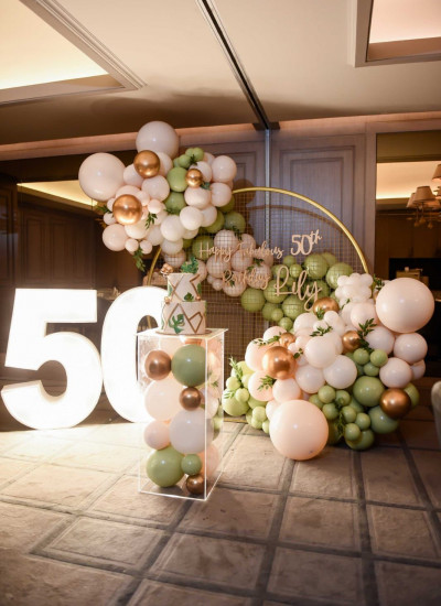50th LED Mesh Circle Grenery